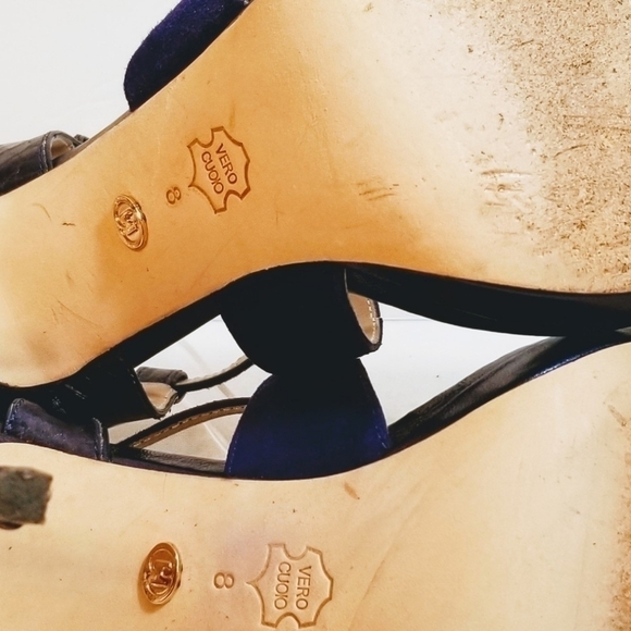 Charles David Purple Leather Strappy Ankle Heels 8 - Picture 3 of 8